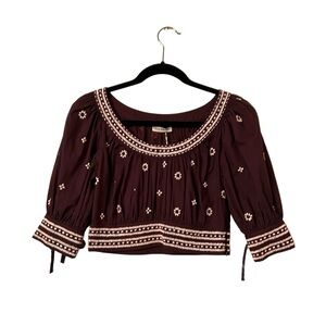 Ulla Johnson Zola top in Chocolate Brown Beaded Crop Top NWT